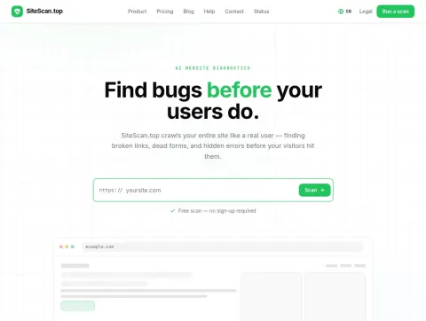 SiteScan.top - ШІ-дыягностыка сайтаў і аўтаматычны аўдыт